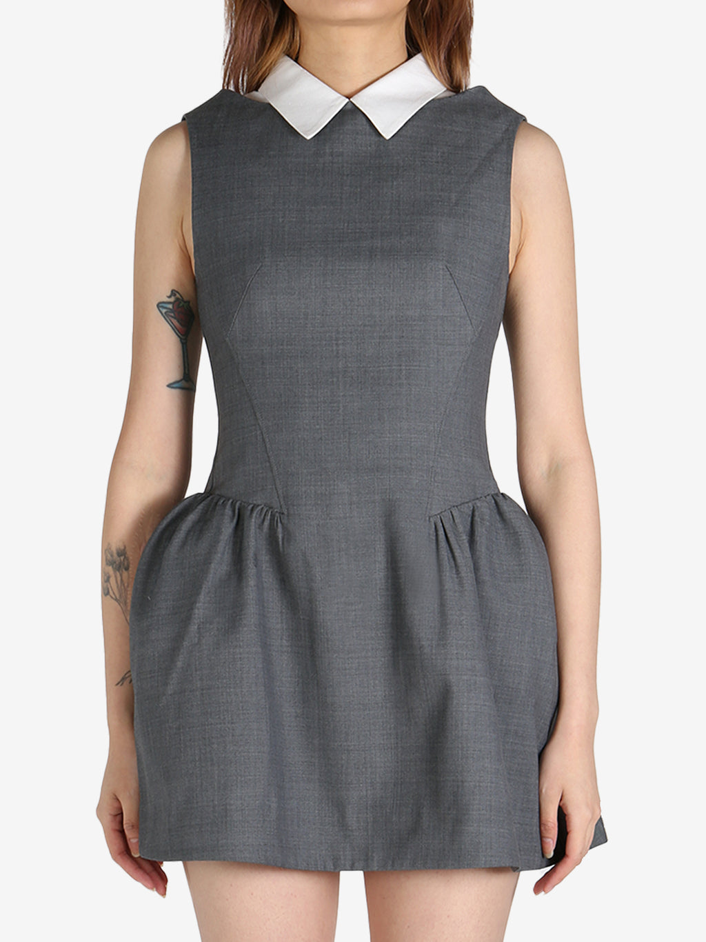 SHUSHU/TONG - Women Collared Patchwork Sleeveless Dress