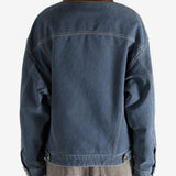 Blue jacket worn by a person, showing the jacket's fit