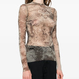 Tan top worn by a person, showing the  top fit