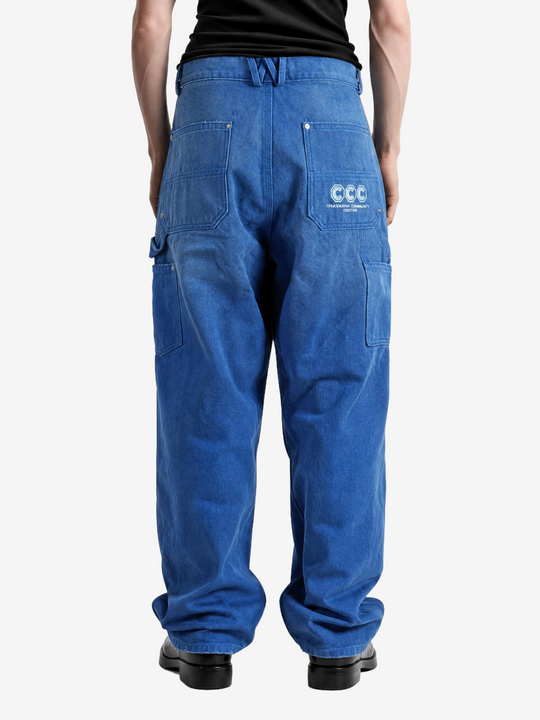 Blue pants, full body view