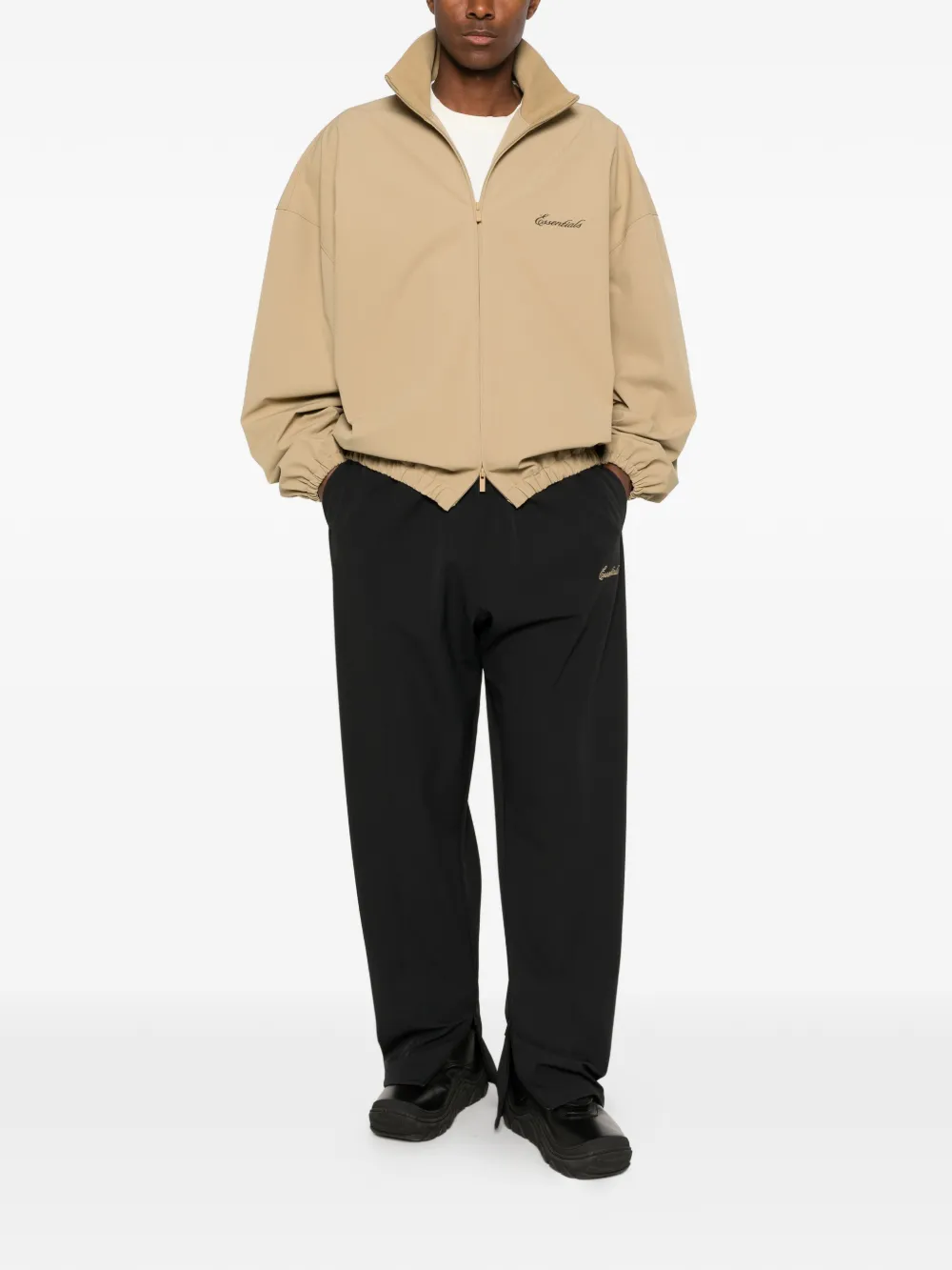 Tan coats, full body view