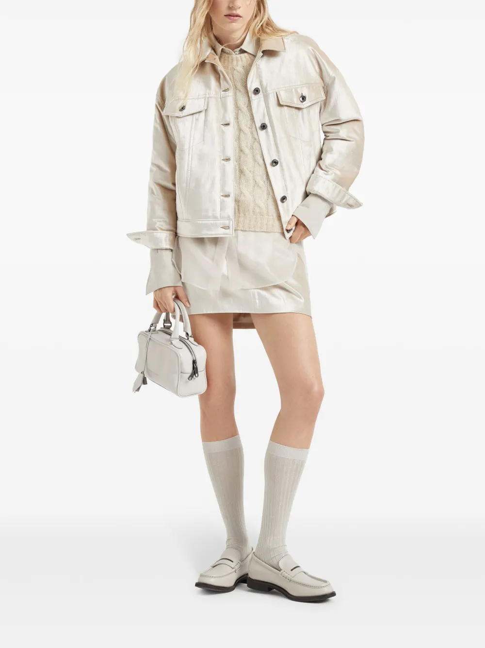 Tan knitwears, full body view