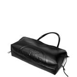 Close up of black bag, showing texture of the polyester fabric