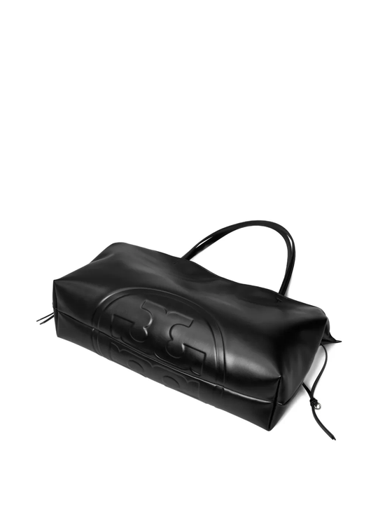 Close up of black bag, showing texture of the polyester fabric