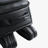Close up of black bag, showing texture of the Leather fabric