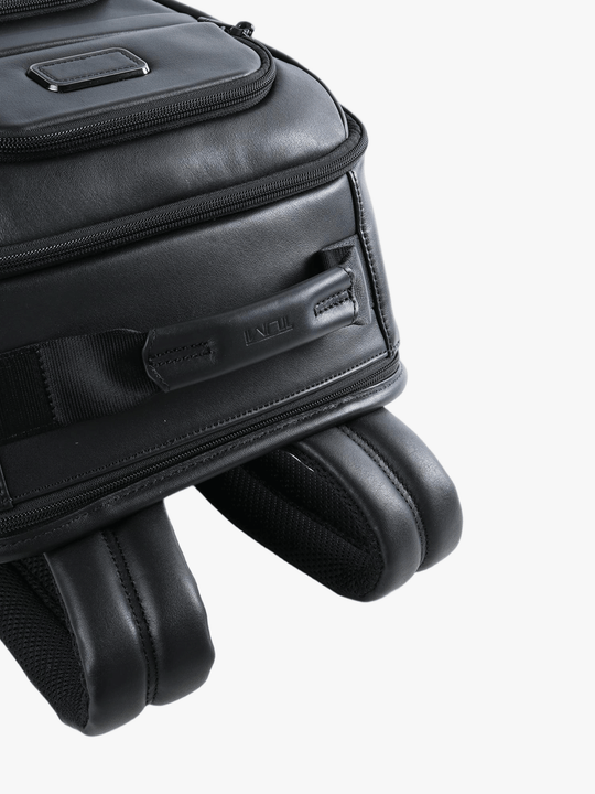 Close up of black bag, showing texture of the Leather fabric