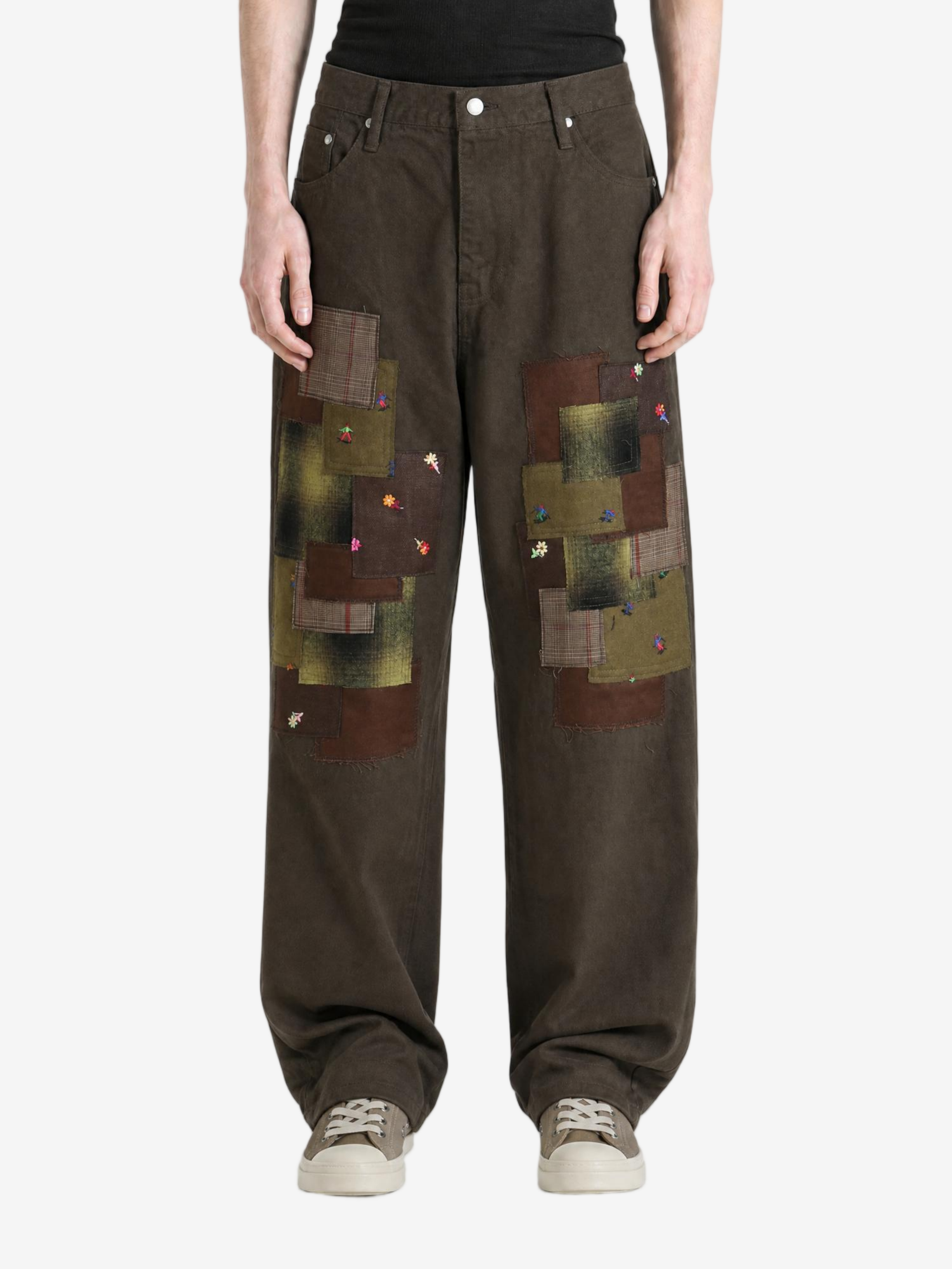 Brown jeans, full body view