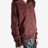 Red Hoodie worn by a person, showing the hoodie‘s fit