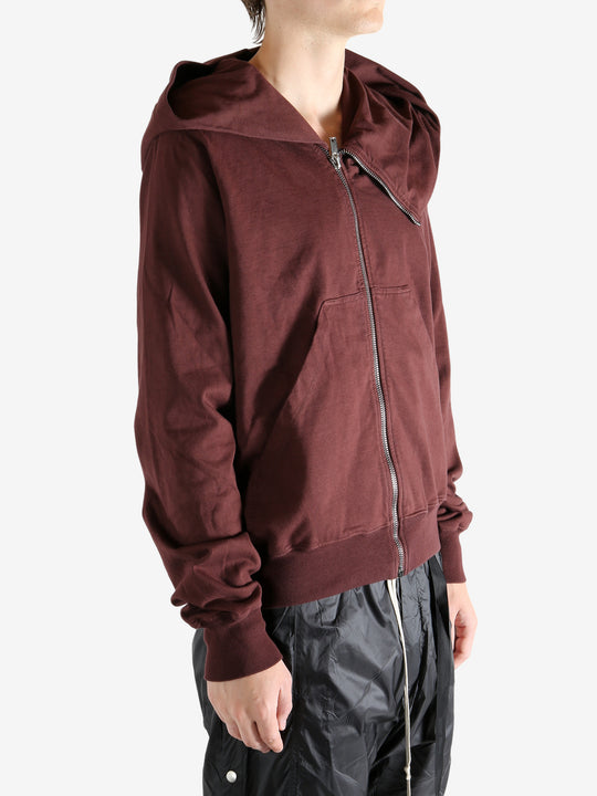 Red Hoodie worn by a person, showing the hoodie‘s fit