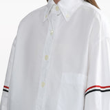Close up of white shirt, showing texture of the cotton fabric