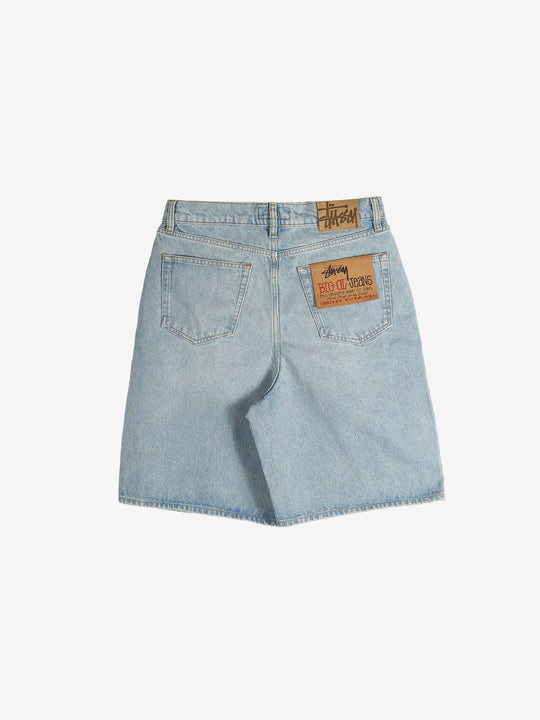 Blue shorts, back view