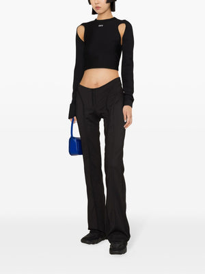 OFF WHITE - Women Sleek Long Sleeve Crop Top