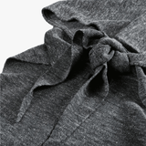 Close up of gray scarf,showing texture of the hemp fabric