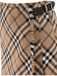 BURBERRY - Women Check Wool Kilt