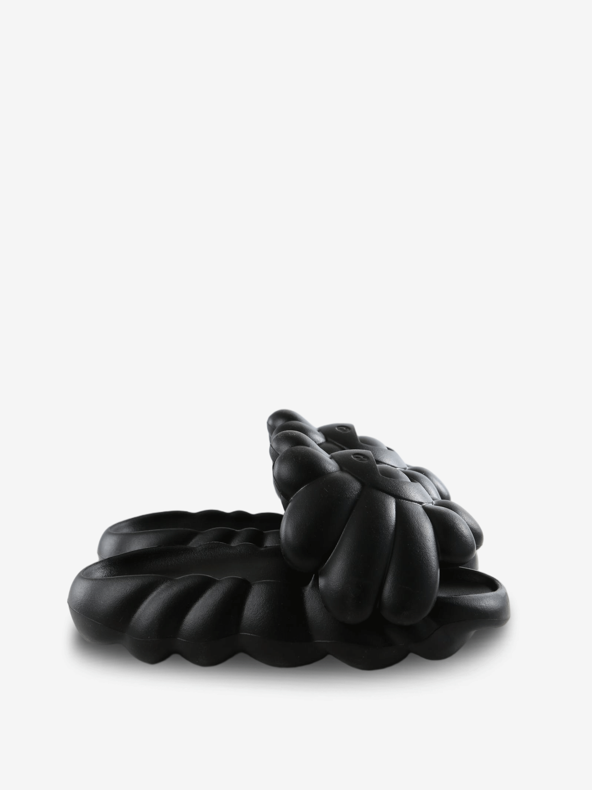 Black sandals, front view