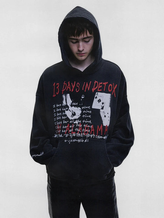 Black hoodie, full body view