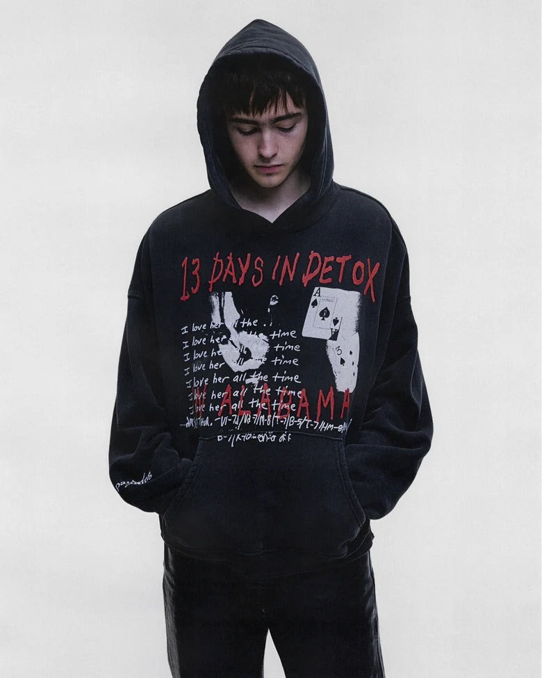 Black hoodie, full body view