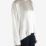 white long-sleeve shirt worn by a person, showing the shirt fit