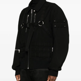Black jacket worn by a person, showing the jacket's fit