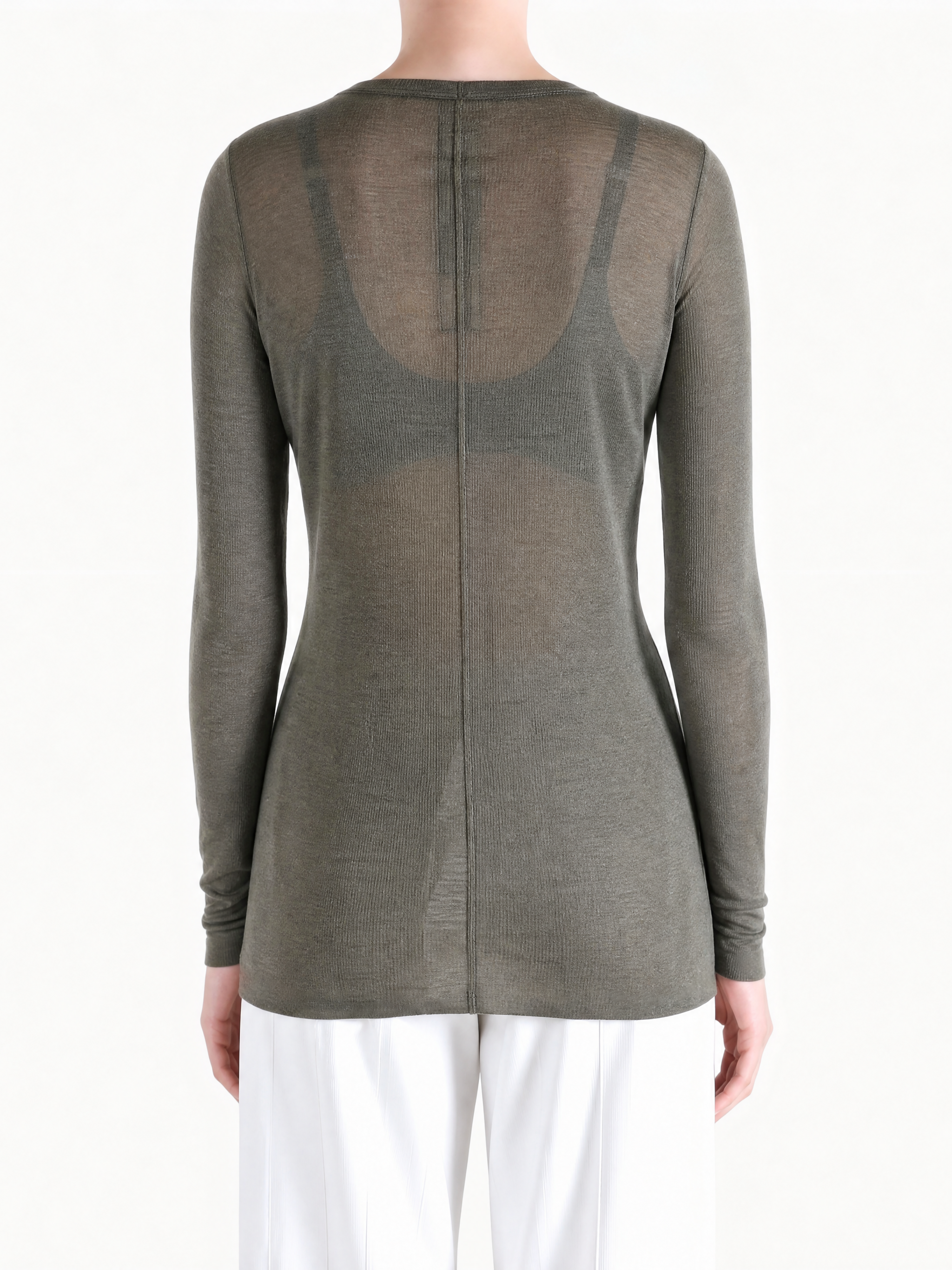 Grey t-shirt, full body view