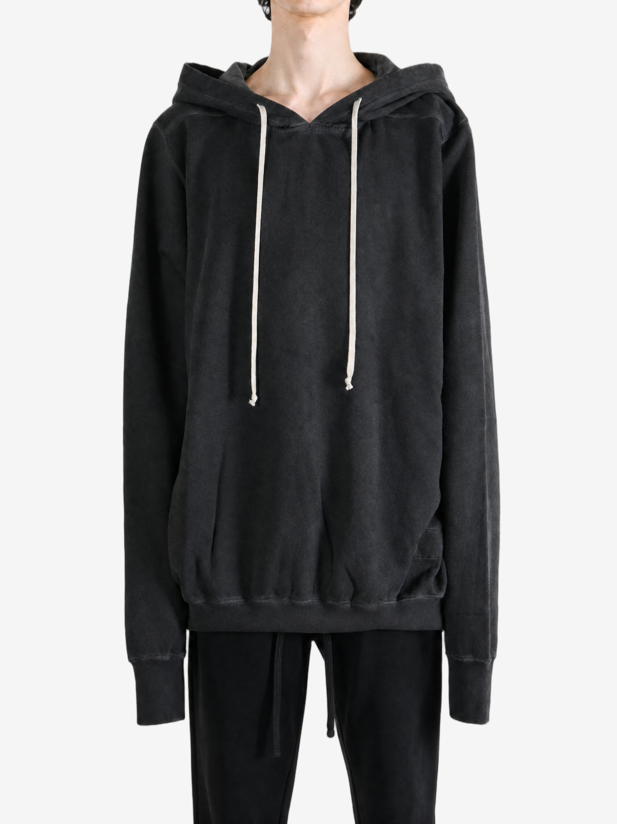 Black hoodie, full body view