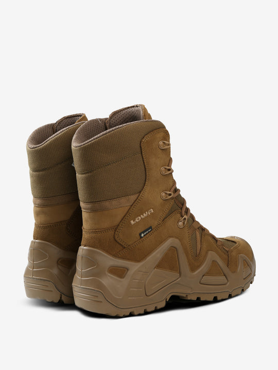 Tan boots, back view