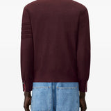 Burgundy knitwear, full body view