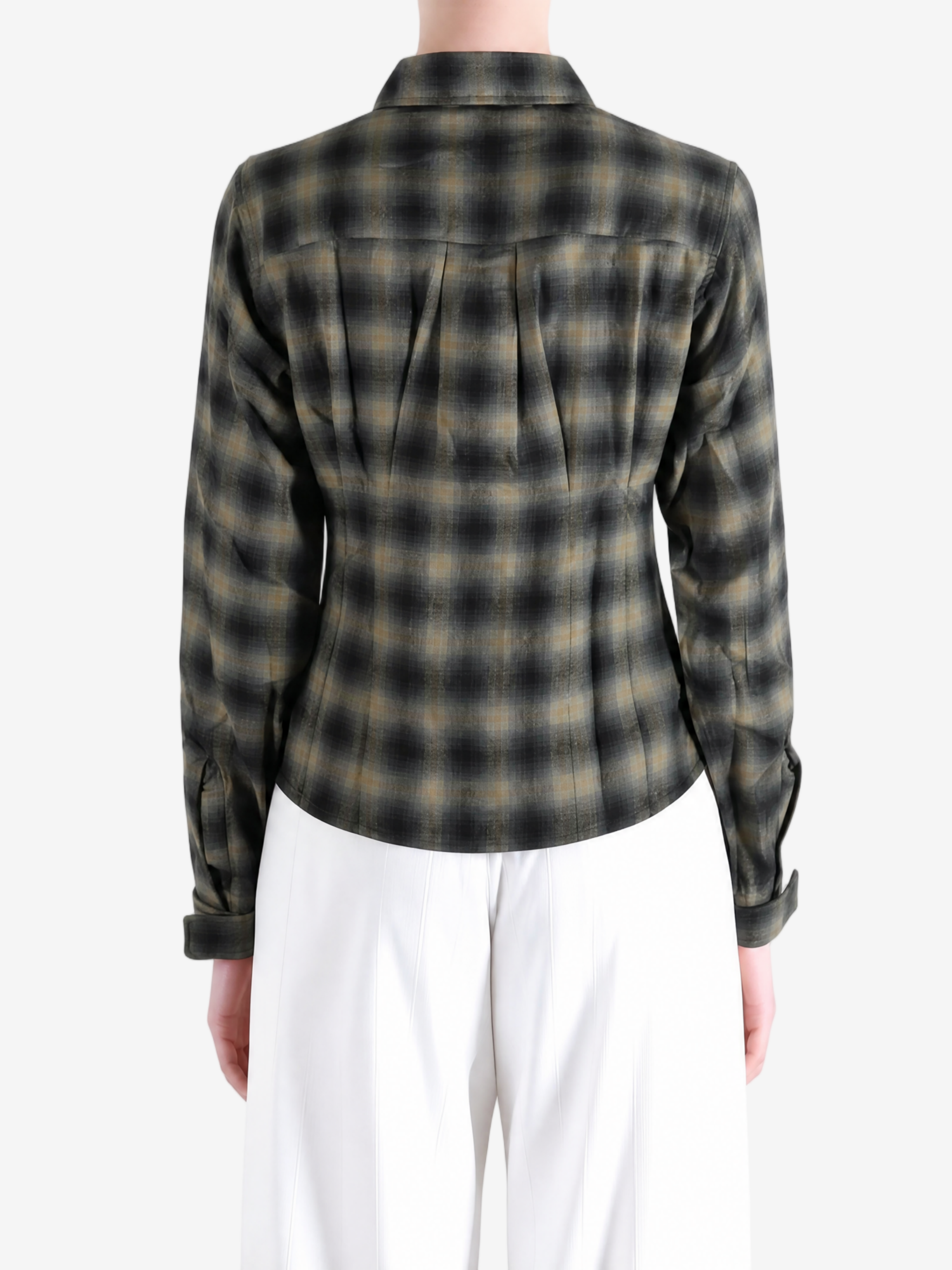 Brown shirt worn by a person, showing the shirt fit
