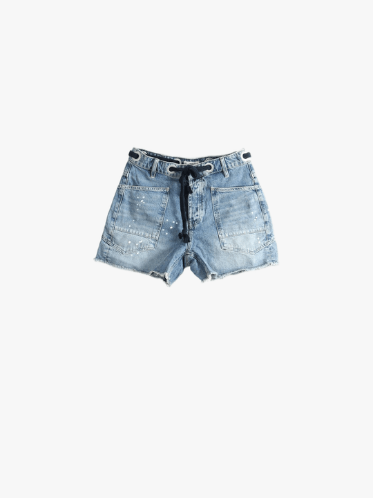 Blue shorts, front view