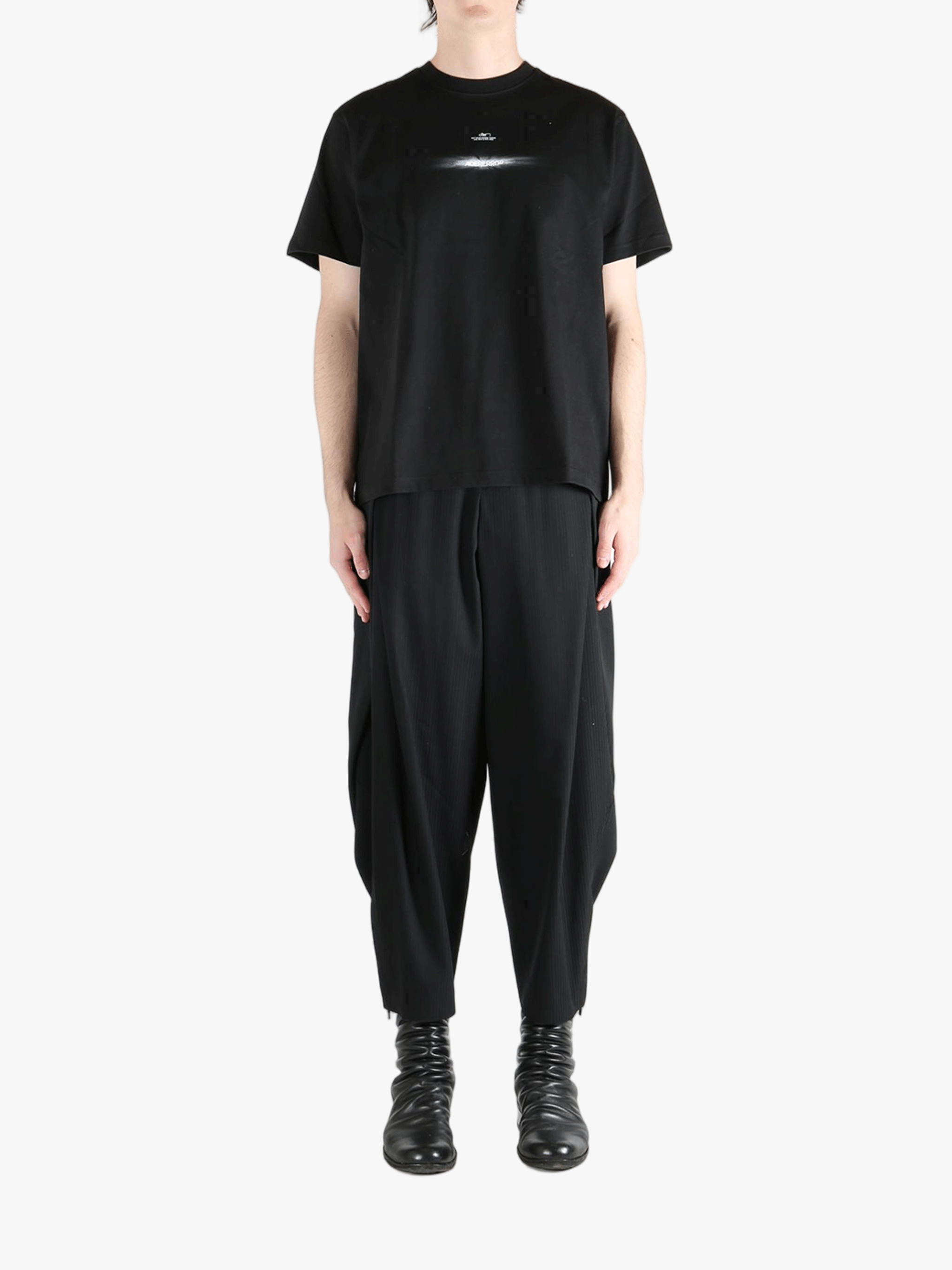 Black t-shirt, full body view