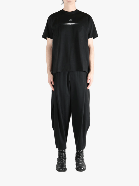 Black t-shirt, full body view