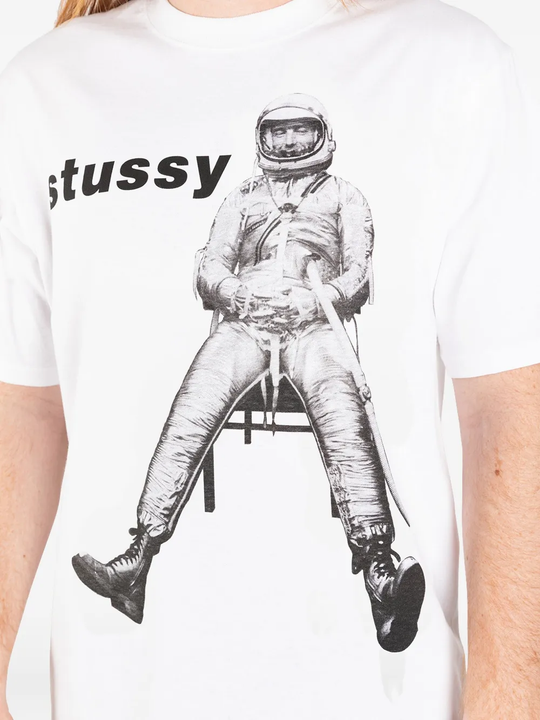 Close up of white t-shirt showing texture of the cotton fabric