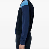 Navy knitwear, full body view