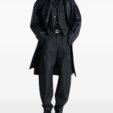 Navy pants, full body view