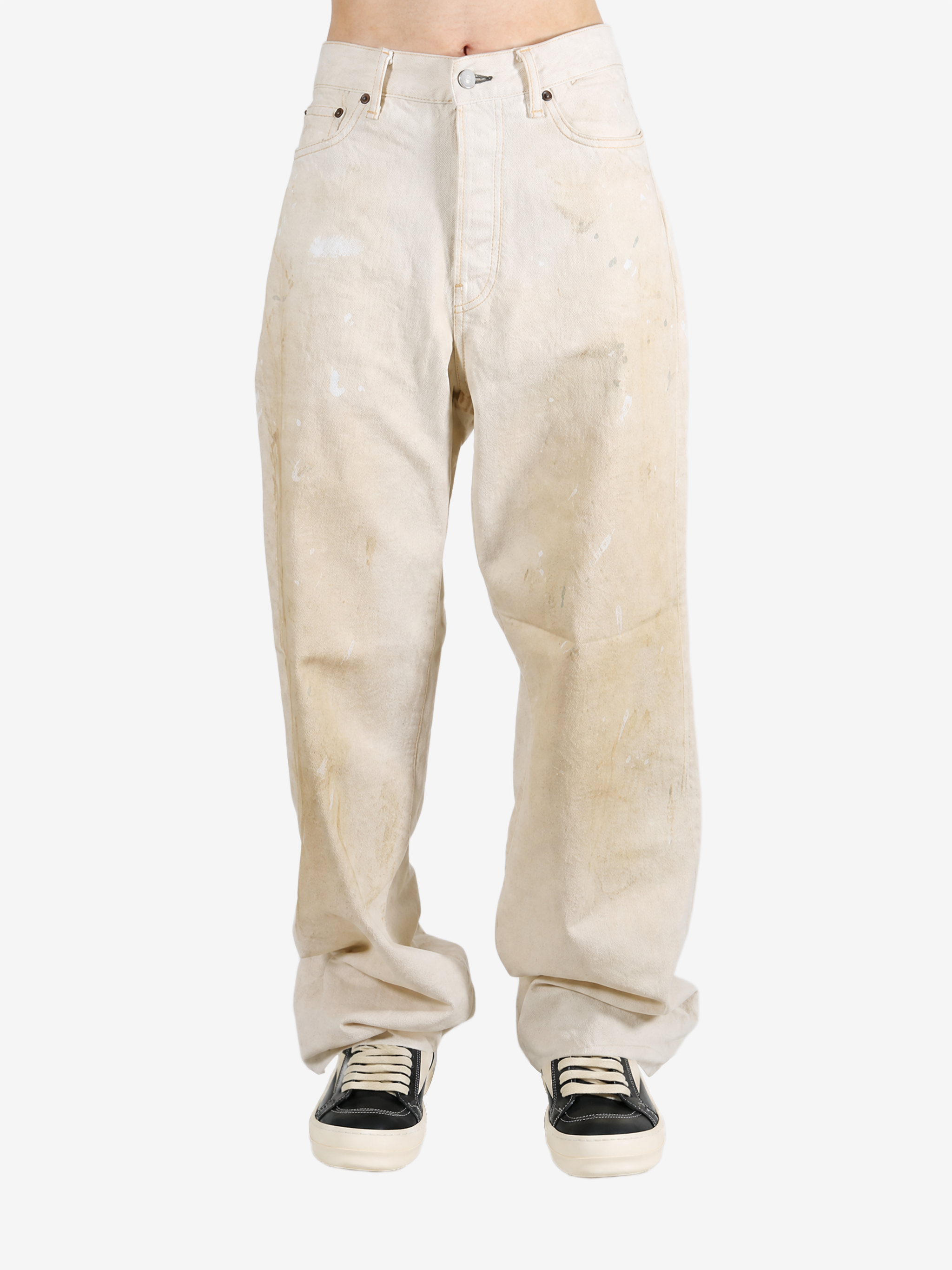 Tan jeans, full body view
