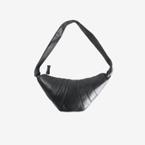 Black leather bag, front view