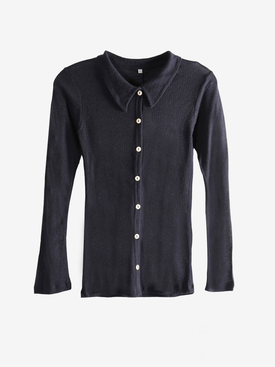 Navy shirt, front view