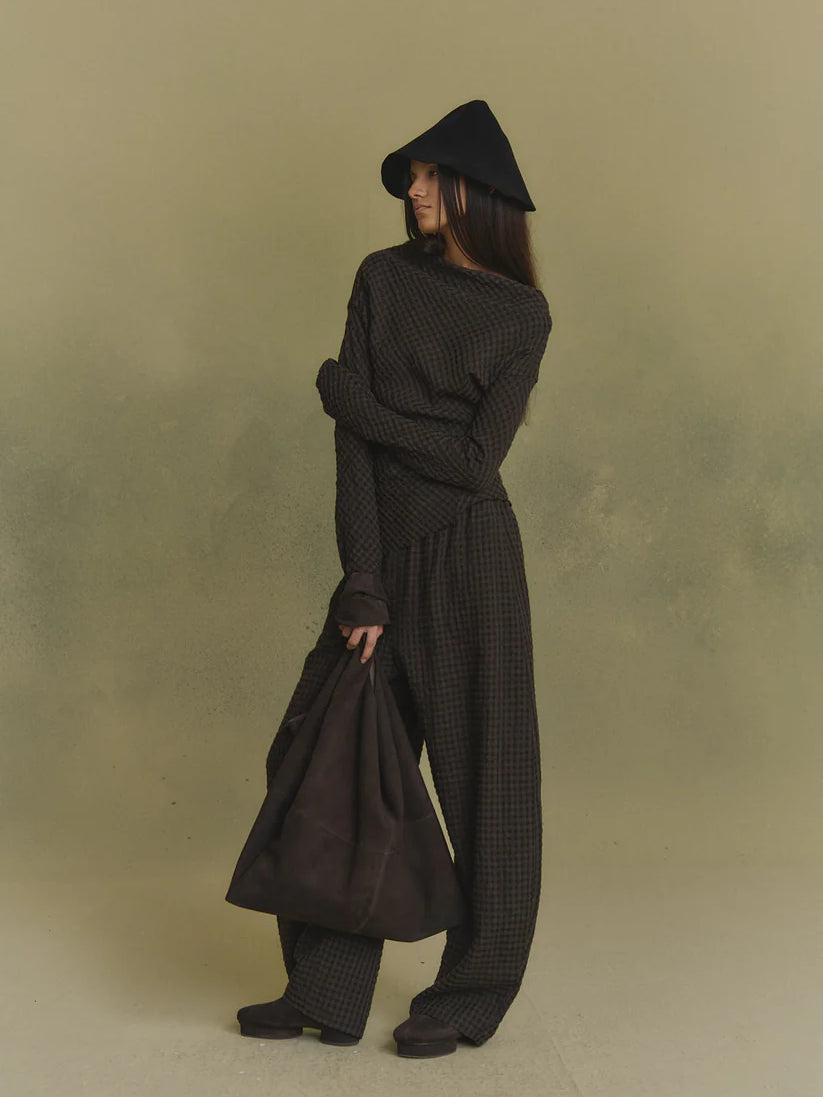 Brown pants, full body view