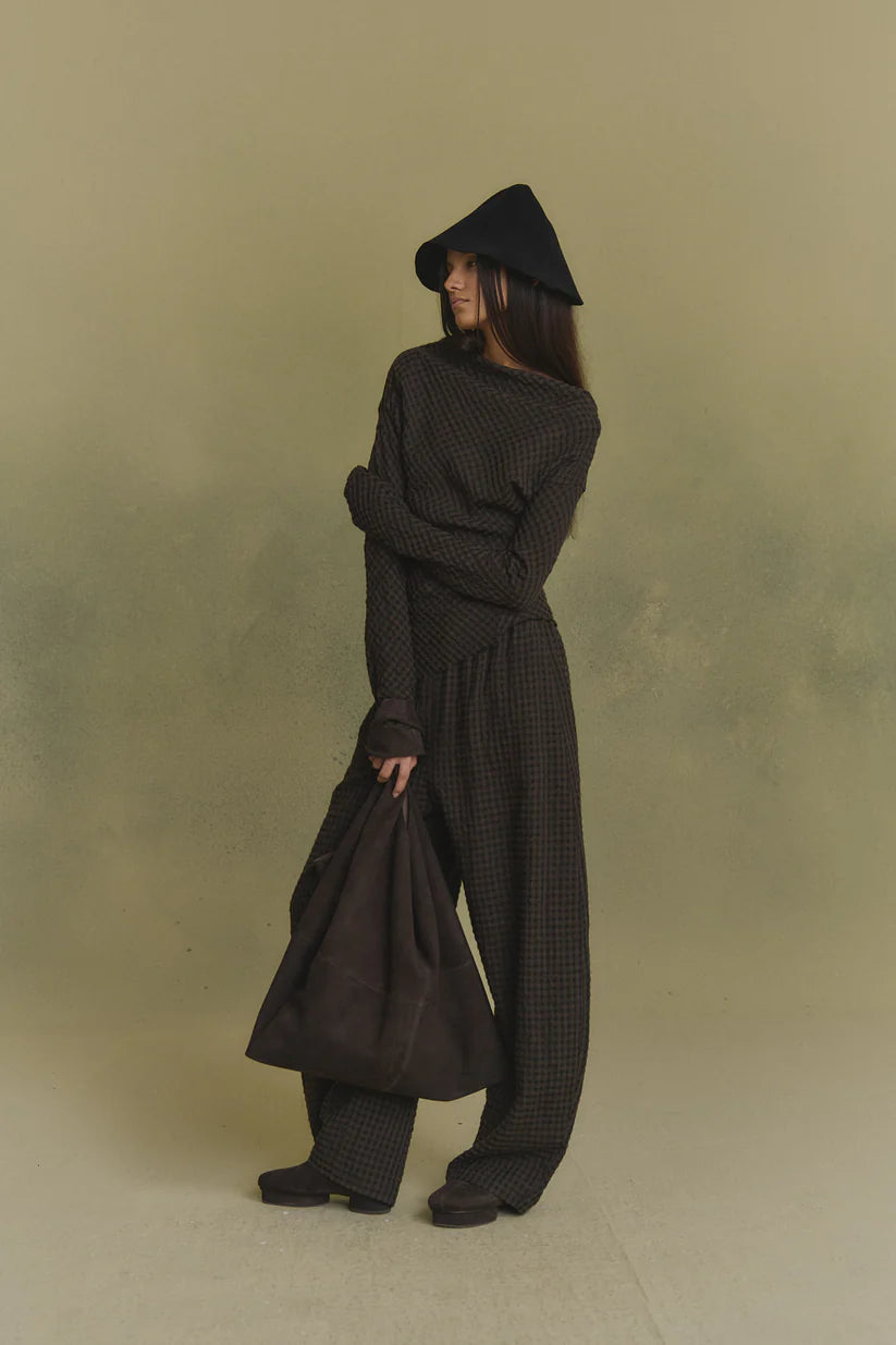 Brown pants, full body view