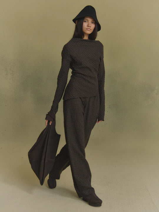 Brown pants, full body view