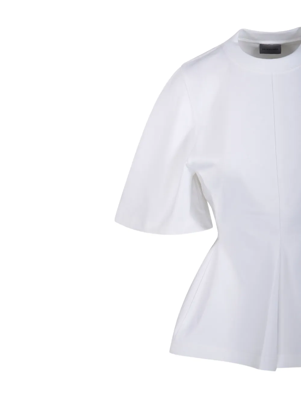 Close up of white t-shirt, showing texture of the cotton fabric
