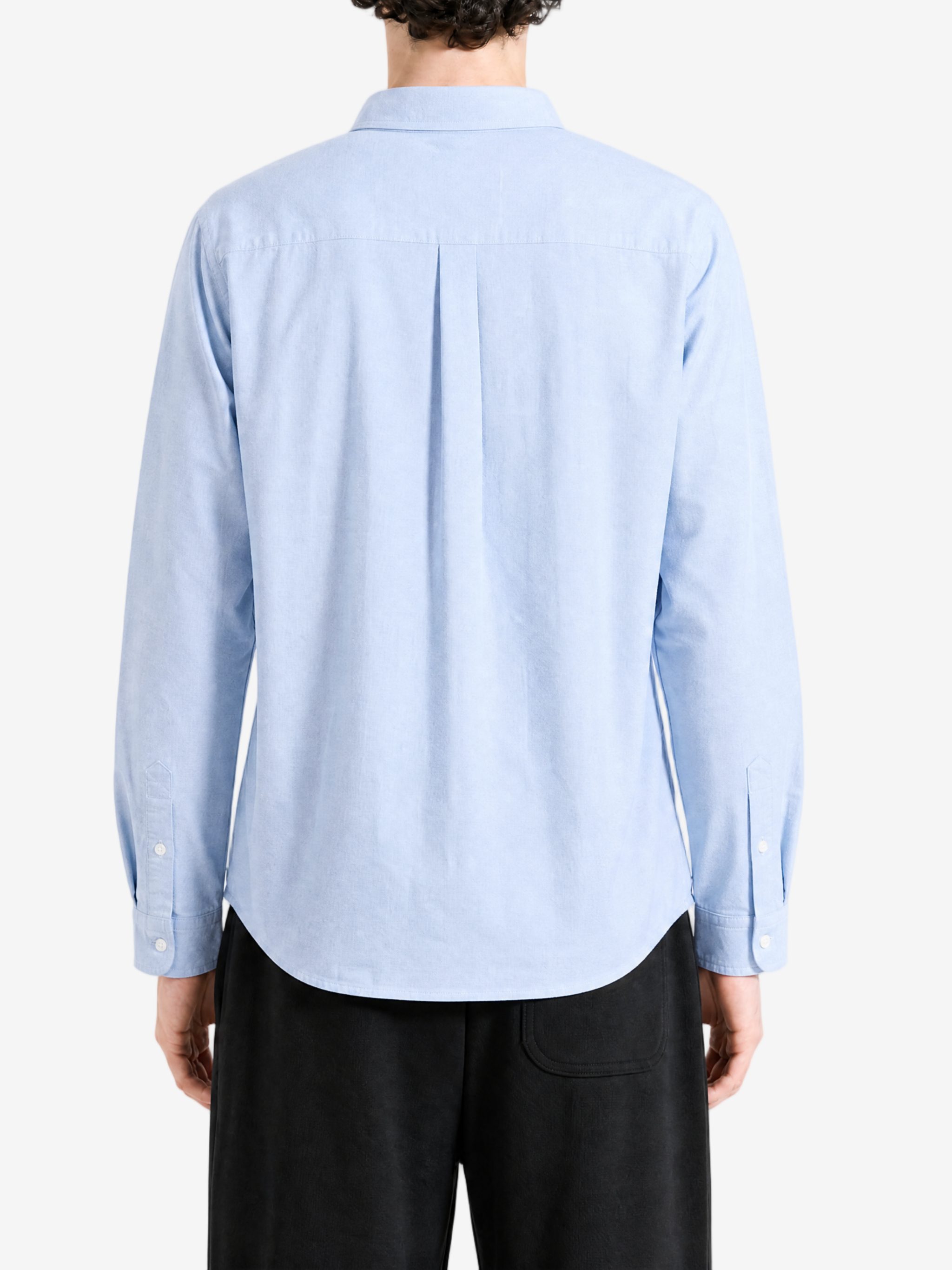 Blue shirt, full body view