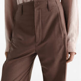 Brown pants worn by a person, showing the pants fit
