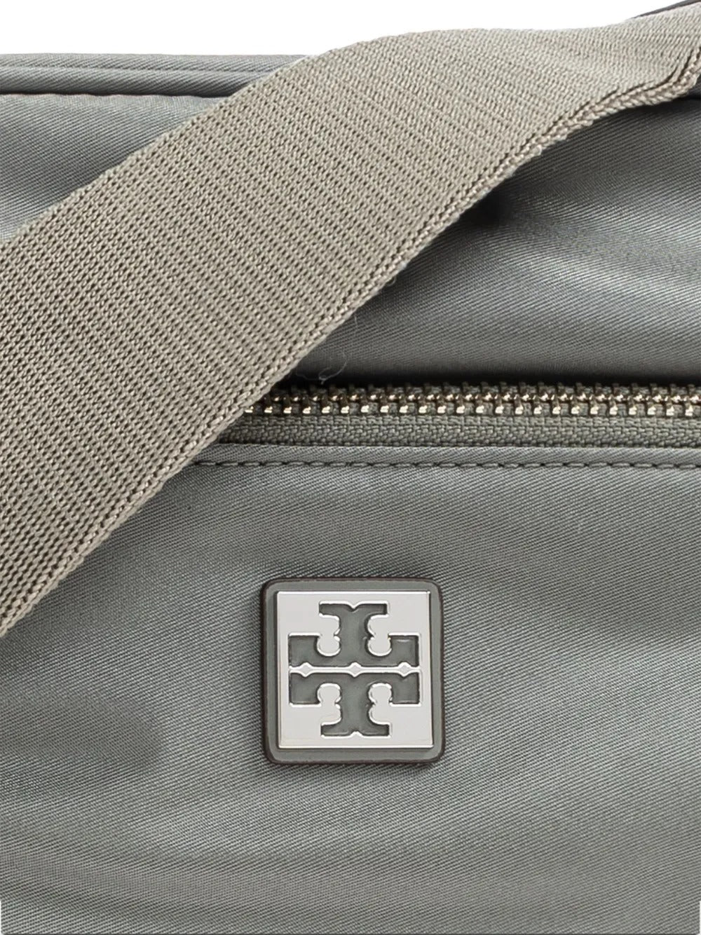 Close up of grey bags, showing texture of the blended fabric