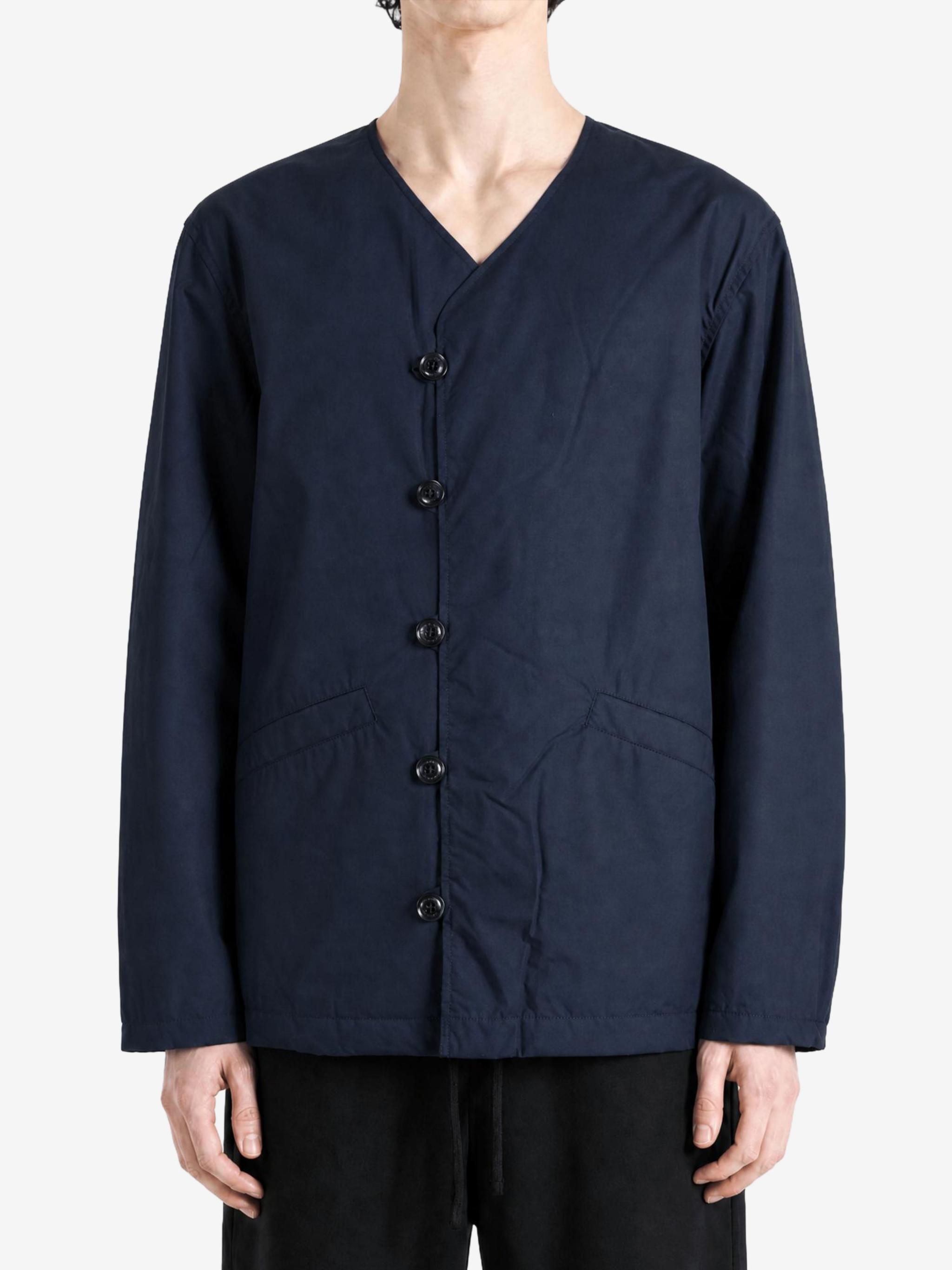 Navy knitwear, full body view