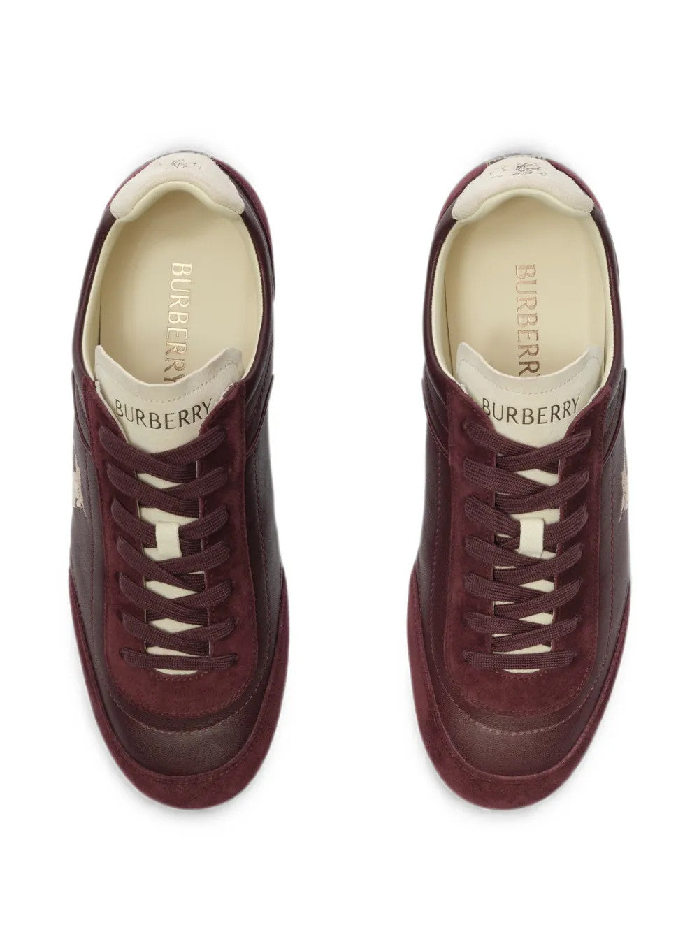 Burgundy shoes, front view