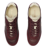Burgundy shoes, front view
