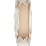 Close up of the white bag, showing texture of the leather fabric