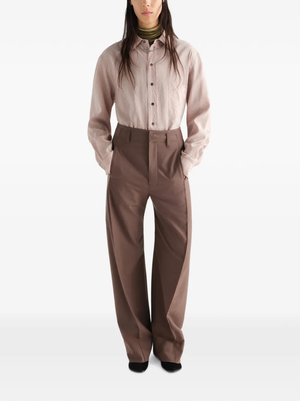 Brown pants, full body view