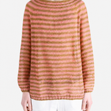 Pink knitwear worn by a person, showing the knitwear fit